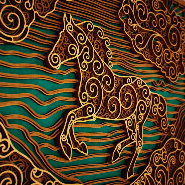 Horse Zentangle 3D Multilayered Panel - Mandala svg dxf dwg eps ai files for cutting, Files For CNC Laser Machine, Pattern For Paper Cutting