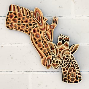 Giraffe Mom and Baby Mandala svg, Multilayer Panel for Laser Cutting, layered SVG files for CNC router Laser or Cricut