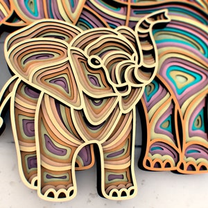 Elephants Mom And Child Mandala svg, Multilayer Panel for Laser Cutting, layered SVG files for CNC router Laser or Cricut image 7