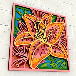 Tiger Lily 3d Mandala svg, Flower multilayer papercraft files for Cricut, layered SVG files for CNC router Laser or Cricut image 9