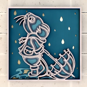 Souris avec un parapluie Decor 3D Mandala SVG, papier découpé pour couper des fichiers SVG pour Cricut ou routeur CNC