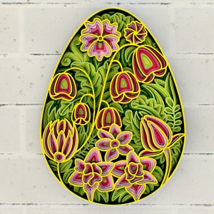 Easter Egg Floral 3D Mandala svg, Pannello multistrato per taglio laser, file SVG a strati per router CNC Laser o Cricut
