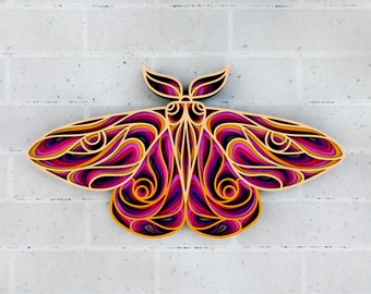 3D Emperor Moth Zentangle SVG — 3D  Multilayer Panel, SVG files for cutting, DXF Templates for Laser Cutting, Cat Cricut files