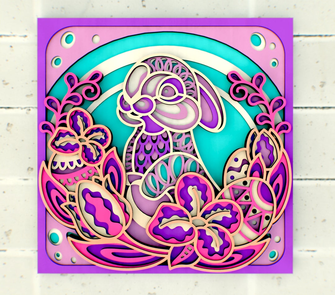Easter Bunny in Flowers 3D Mandala SVG Files, Svg Papercut for Cutting ...