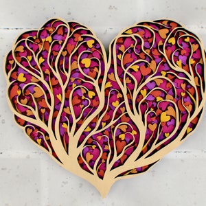Love Tree 3D Mandala SVG Files, Wedding Panel Files for Laser Cutting, Multilayer Blueprints  For CNC router, Files for Glowforge or Cricut