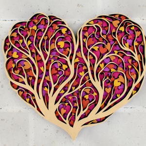 File SVG Love Tree 3D Mandala, file di pannelli di nozze per taglio laser, progetti multistrato per router CNC, file per Glowforge o Cricut