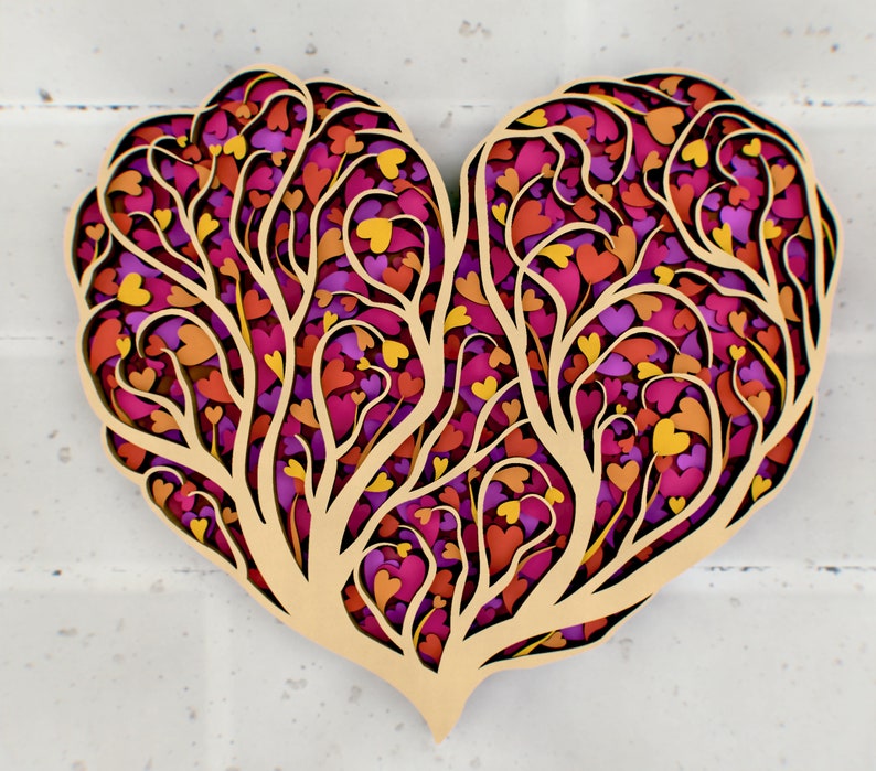 Love Tree 3D Mandala SVG Files, Wedding Panel Files for Laser Cutting, Multilayer Blueprints For CNC router, Files for Glowforge or Cricut image 1