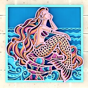 Mermaid 3D Mandala svg, Multilayer Panel for Laser Cutting, layered SVG files for CNC router Laser or Cricut