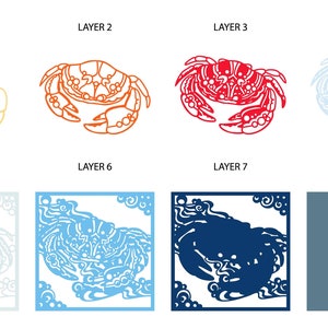 Crab 3D Mandala Svg, Multilayer Panel for Laser Cutting, Layered SVG ...
