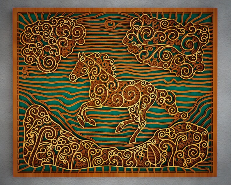 Download Horse Zentangle 3D Multilayered Panel Mandala svg dxf dwg ...