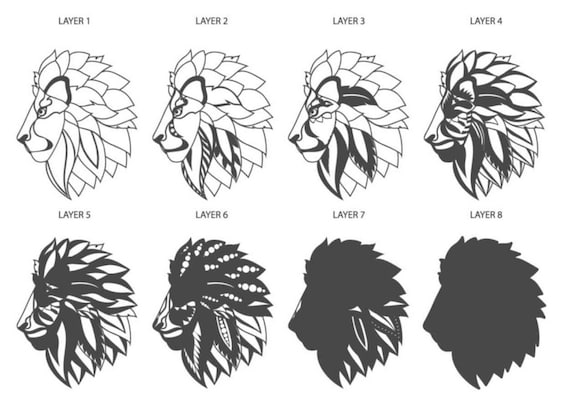 3D Lion Zentangle SVG — 3D Multilayer Panel, SVG Files for