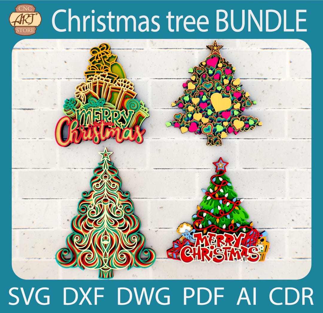 Christmas Tree Bundle SVG | 3D Mandala Laser Cut Files | Papercut ...