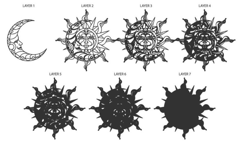 Download Sun and Moon 3D Mandala svg files Multilayer Panel for ...