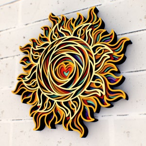 Sunny Heart 3D Mandala svg, Multilayer Panel for Laser Cutting, layered SVG files for CNC router Laser or Cricut image 9