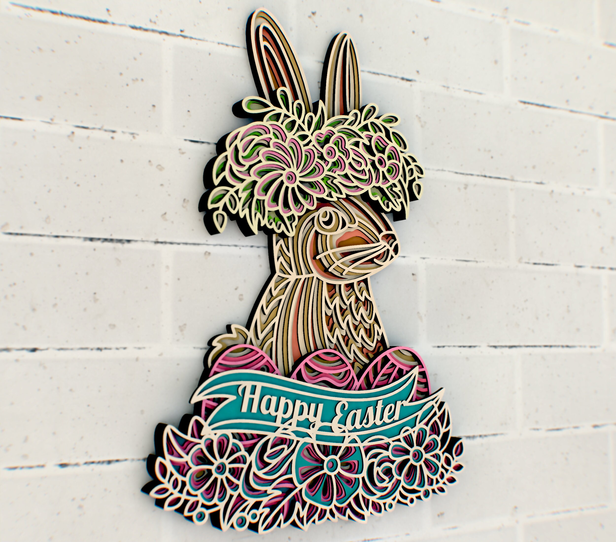 Easter Bunny 3D Mandala Svg Files, Multilayer Panel for Laser Cutting ...