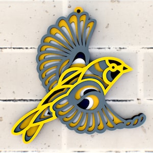 Vogel Stieglitz 3D Mandala SVG-Dateien, Neujahr Dekoration Laserschneidpläne, Cricut, Glowforge, DXF-Vorlagen für CNC-Fräser