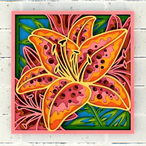 Tiger Lily 3d Mandala svg, Flower multilayer papercraft files for Cricut, layered SVG files for CNC router Laser or Cricut image 1