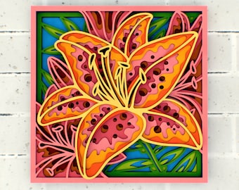 Tiger Lily 3d Mandala svg, Flower multilayer papercraft files for Cricut, layered SVG files for CNC router Laser or Cricut