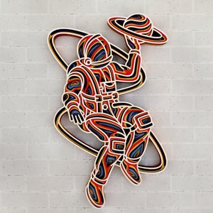 File SVG Astronauta Zentangle 3D Mandala, Pannello multistrato per taglio laser, File SVG, Modelli DXF per router CNC