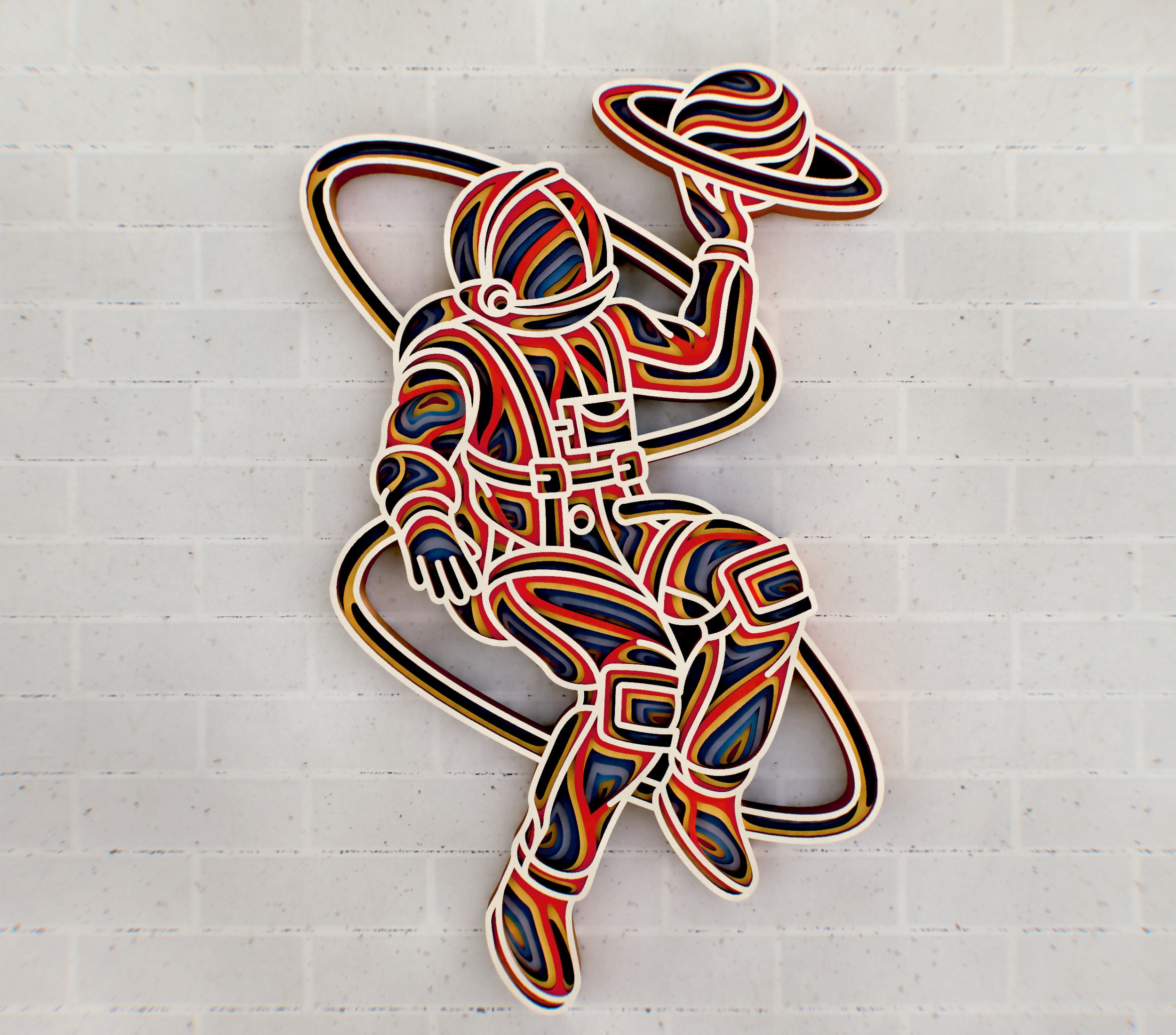Astronaut Zentangle 3D-mandala svg-bestanden, meerlaags paneel voor lasersnijden, SVG-bestanden, DXF-sjablonen voor CNC-router