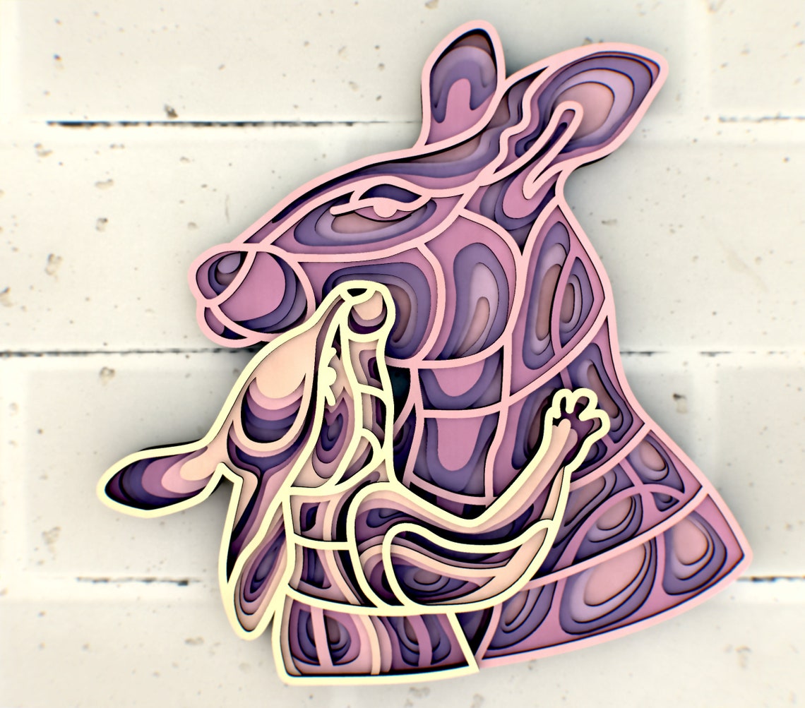 Download Kangaroo Mom and Child Mandala svg Multilayer Panel for ...