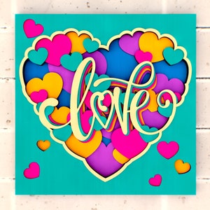 Love Heart 3D svg Mandala files, Multilayer Panel for Laser Cutting, SVG files,  DXF Templates for CNC router
