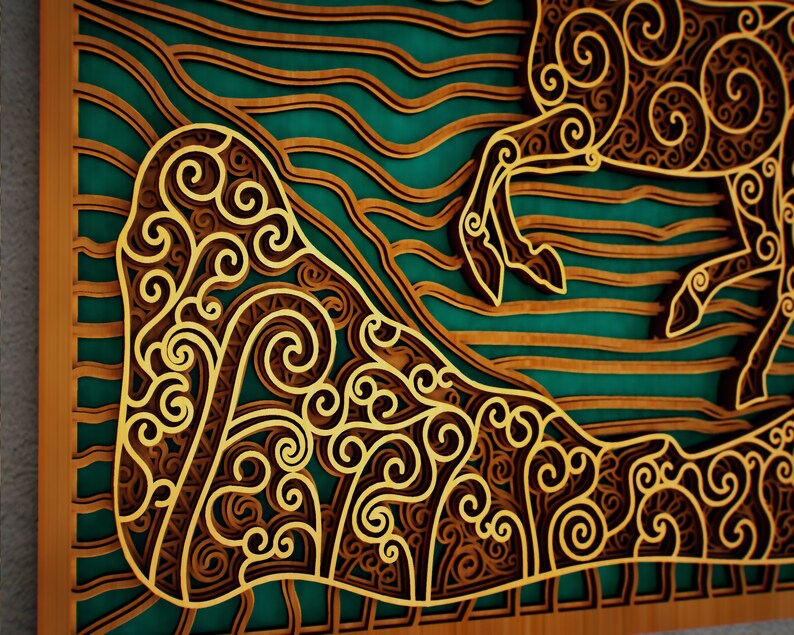 Download Horse Zentangle 3D Multilayered Panel Mandala svg dxf dwg | Etsy