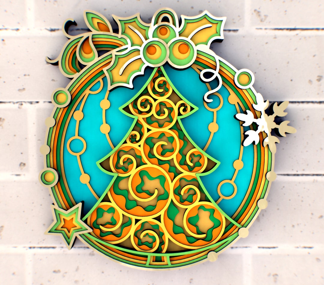 Christmas Tree Ball 3D Mandala Svg Files, Multilayer Panel for Laser ...