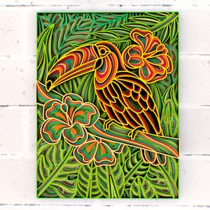 Toucan Zentangle 3D Mandala svg, Multilayer Panel for Laser Cutting, layered SVG files for CNC router Laser or Cricut