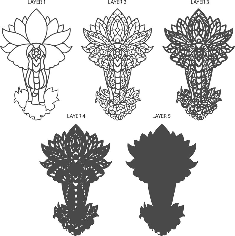 Download Elephant Zentangle SVG 3D Mandala SVG files for Cutting | Etsy