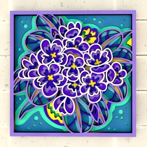 Violets 3D Mandala SVG ファイル、Cricut または CNC ルーター用のカッティング SVG ファイル