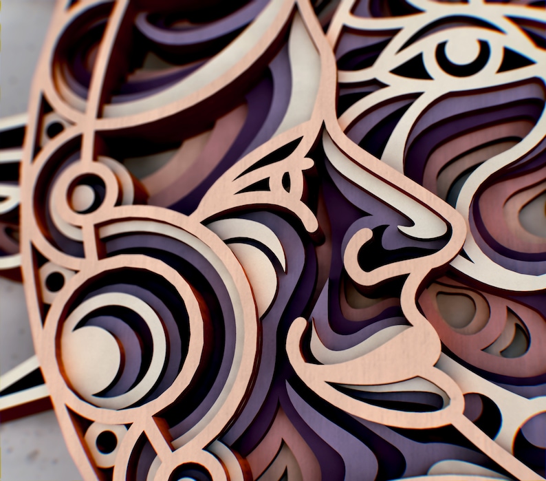 Download Sun and Moon 3D Mandala svg files Multilayer Panel for ...