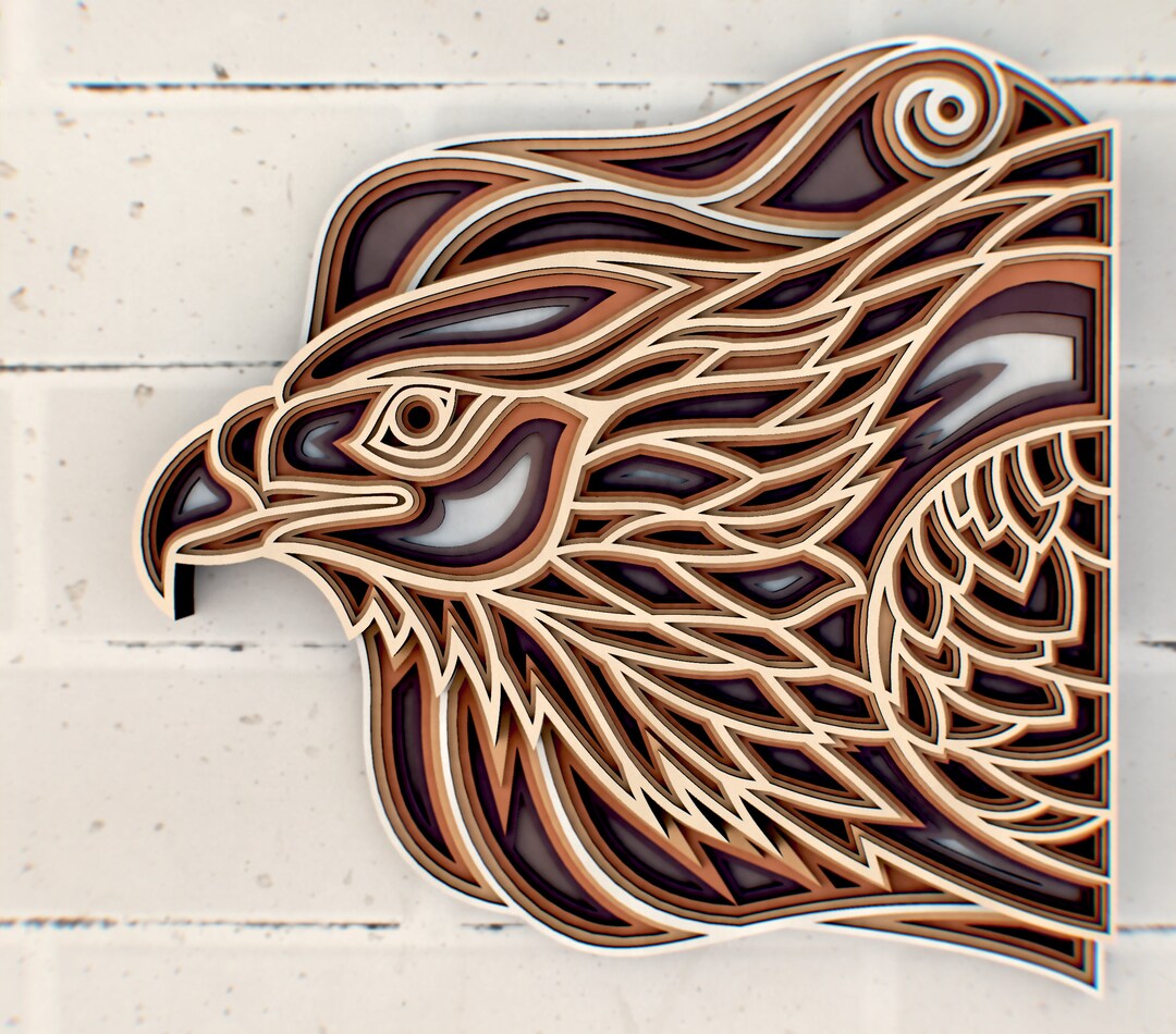Eagle Zentangle 3D Mandala Svg File, Multilayer Panel for Laser Cutting ...