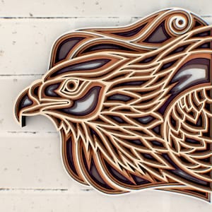Eagle Zentangle 3D Mandala svg-bestand, meerlaags paneel voor lasersnijden, SVG-bestand voor Cricut, SVG-bestanden voor CNC-router van lasermachine