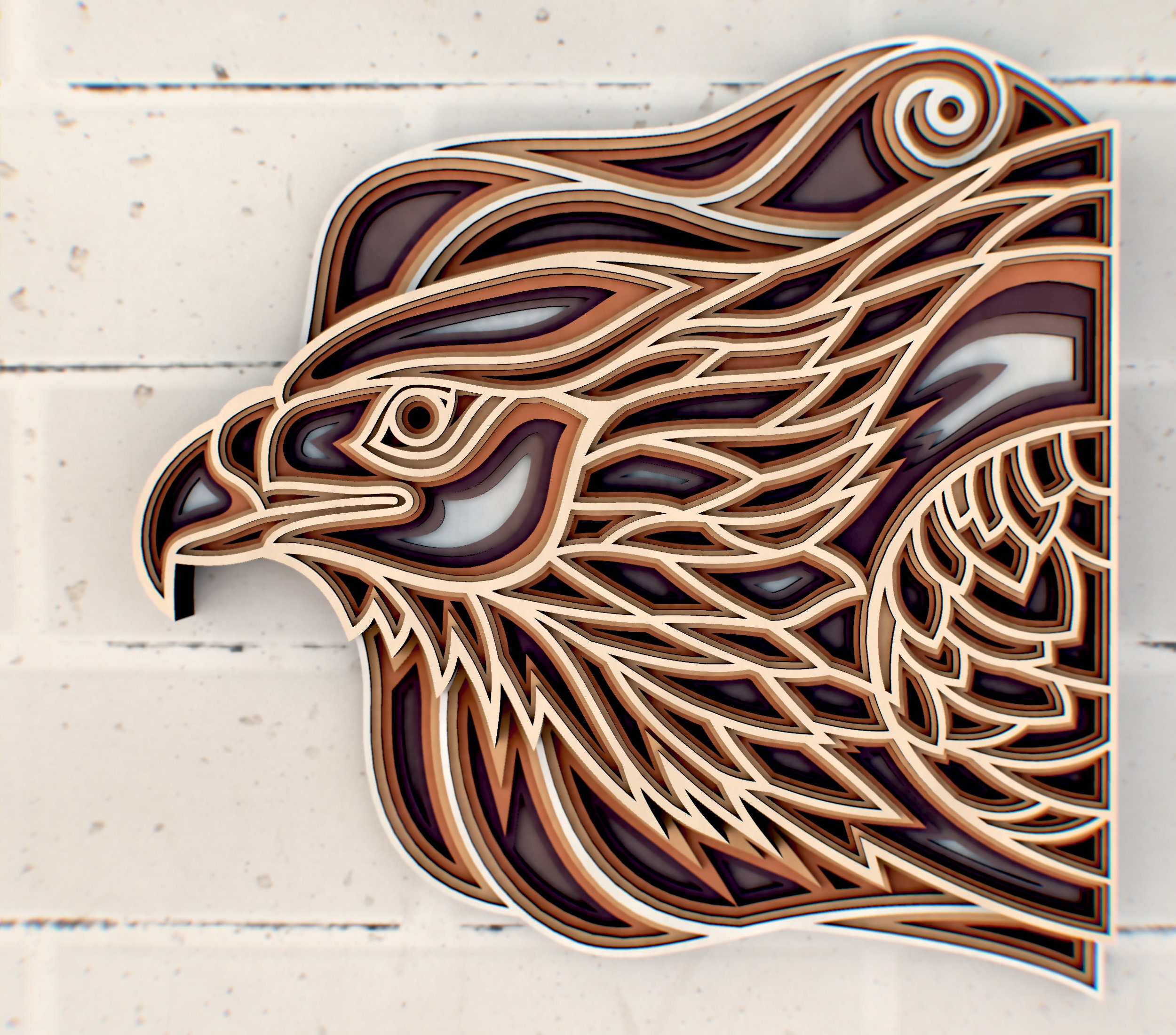Download Eagle Zentangle 3D Mandala svg file Multilayer Panel for | Etsy