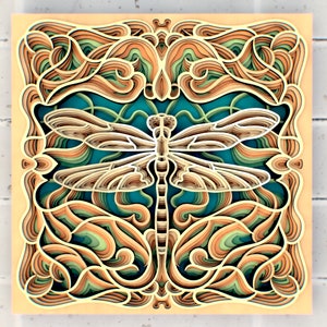 Dragonfly Layered SVG STL | Art Deco Laser Cut & 3D Print File | Cricut, CNC, Glowforge | Cardstock, Wood, or Resin Decor