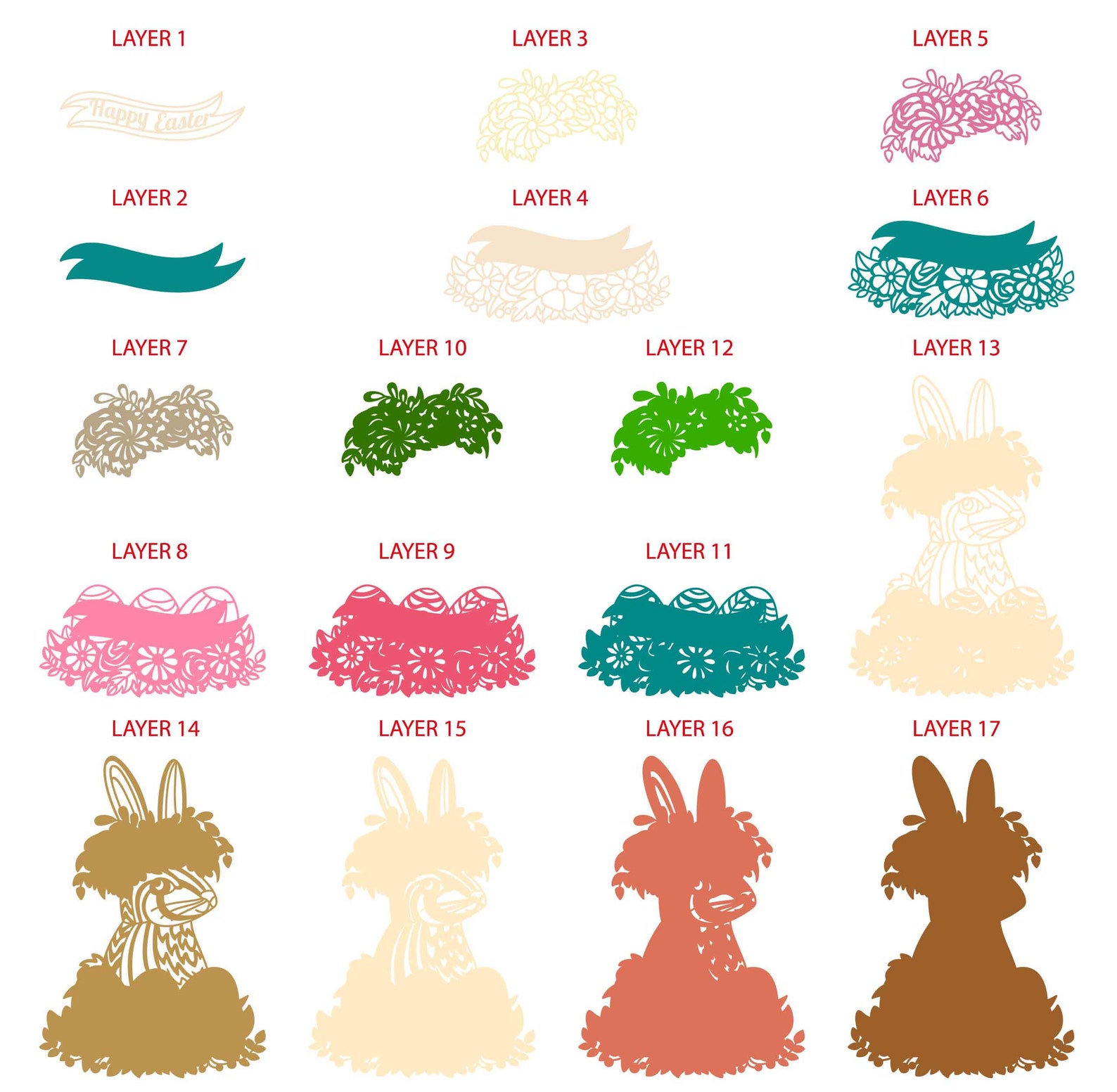 Easter Bunny 3D Mandala Svg Files, Multilayer Panel for Laser Cutting ...