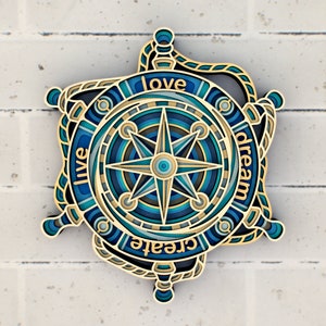 Steering Wheel Compass 3D Mandala svg files, Multilayer Panel for Laser Cutting, SVG files,  DXF Templates for CNC router