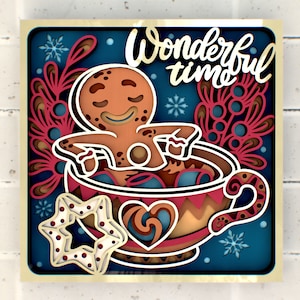 Gingerbread in a cup Decor 3D Mandala SVG files, svg Papercut for  Cutting SVG files for Cricut or CNC router