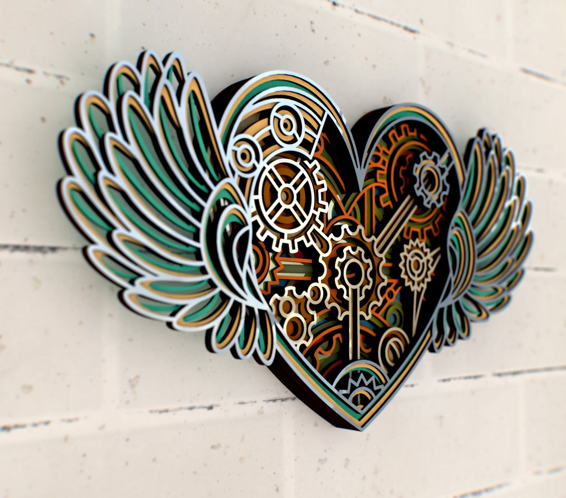 Download Steampunk Heart 3D Mandala svg Steampunk style Multilayer ...