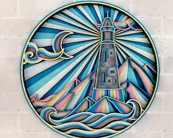 Lighthouse 3D Mandala SVG Files,   Patterns Files for Laser Cutting, Multilayer Blueprints For CNC router, Files for Glowforge or Cricut