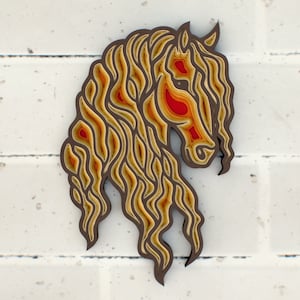 Paard wind in de manen 3D mandala svg-bestanden, meerlaags paneel voor lasersnijden, SVG-bestanden, DXF-sjablonen voor CNC-router