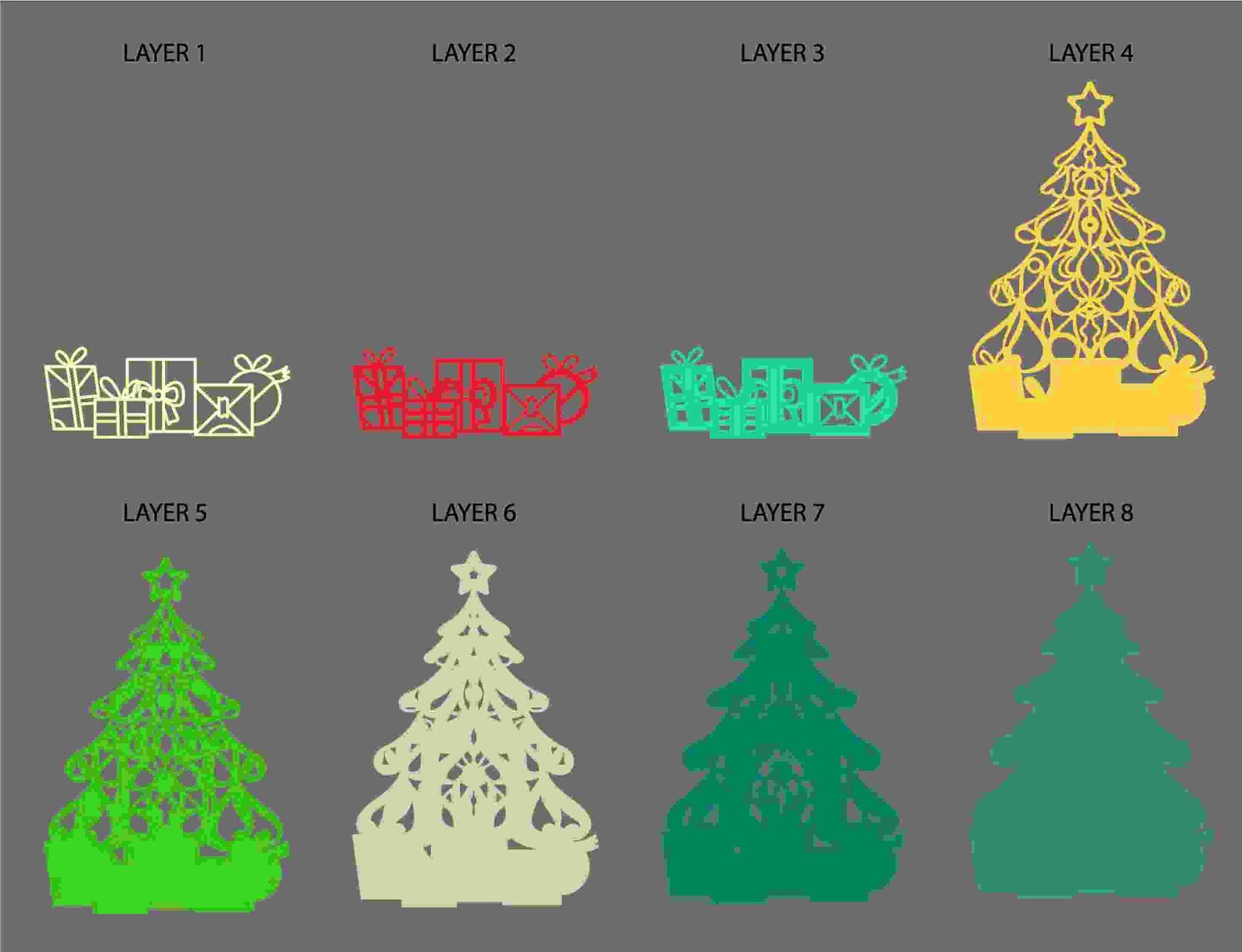 Christmas Tree With Gifts 3D Mandala Svg Files Multilayer | Etsy