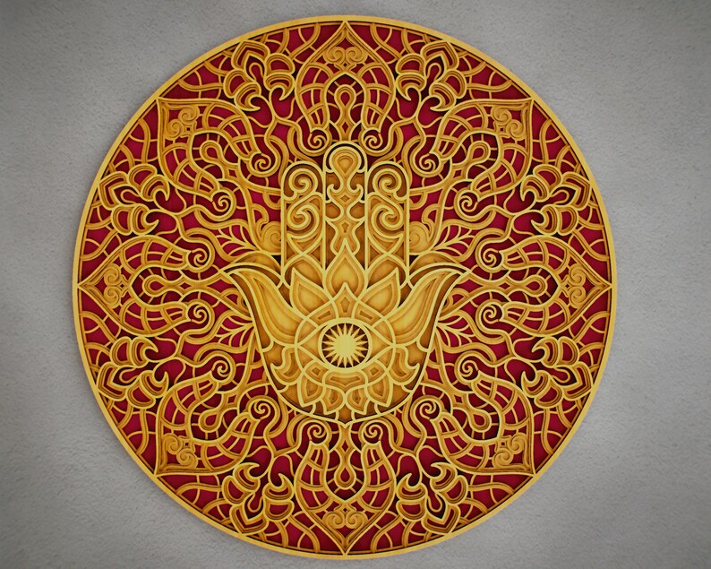 Download Hamsa 3D Mandala svg files Multilayer Panel for Laser | Etsy