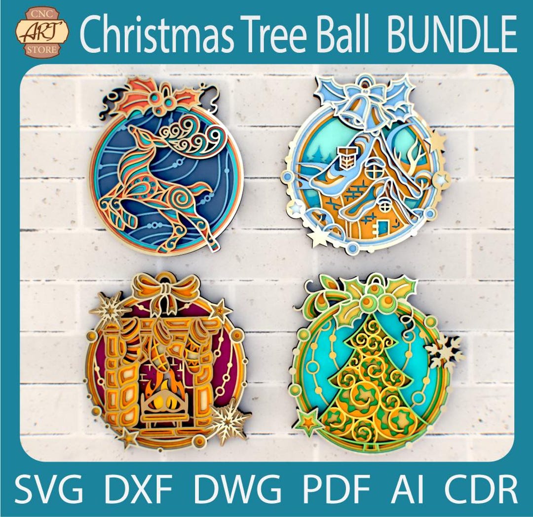 Christmas Tree Ball Bundle SVG | 3D Mandala Laser Cut Files | Papercut ...