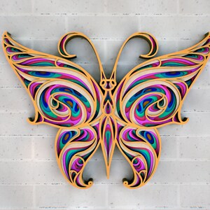 3D Berry Butterfly Zentangle SVG — Panneau multicouche 3D, fichiers SVG pour la découpe, modèles DXF pour la découpe laser, fichiers Cat Cricut