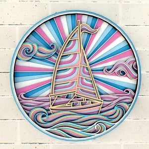 Yacht 3D Mandala SVG Files,   Patterns Files for Laser Cutting, Multilayer Blueprints For CNC router, Files for Glowforge or Cricut