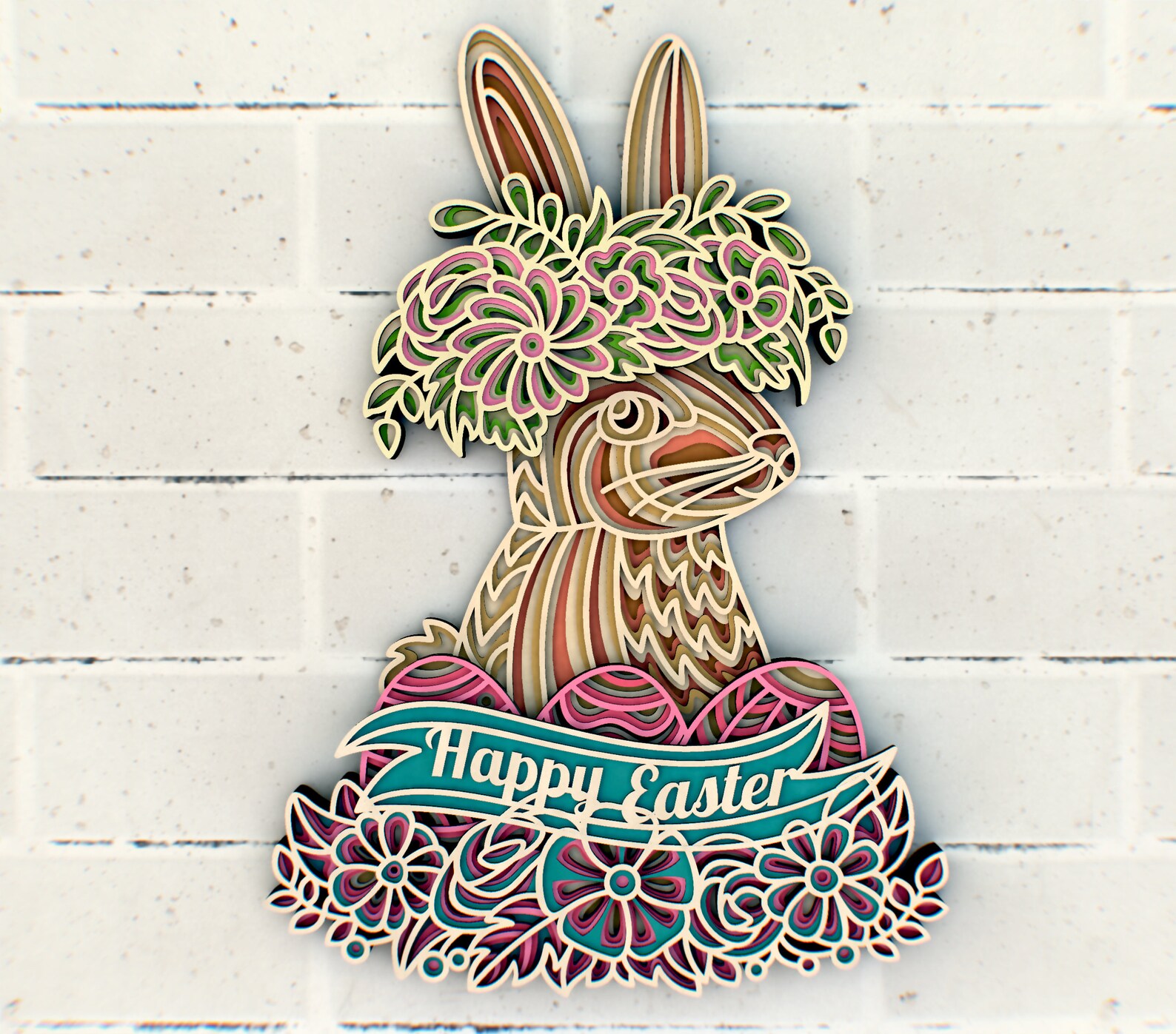 Easter Bunny 3D Mandala Svg Files, Multilayer Panel for Laser Cutting ...