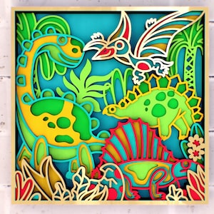 Dinosaurs 3D Mandala svg files, Multilayer Panel for Laser Cutting, SVG files,  DXF Templates for CNC router