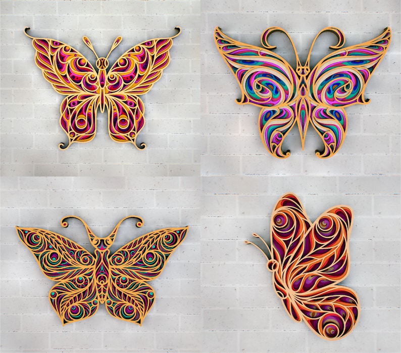 Download 3D Butterfly Zentangle Set SVG 3D Multilayer Panel SVG | Etsy